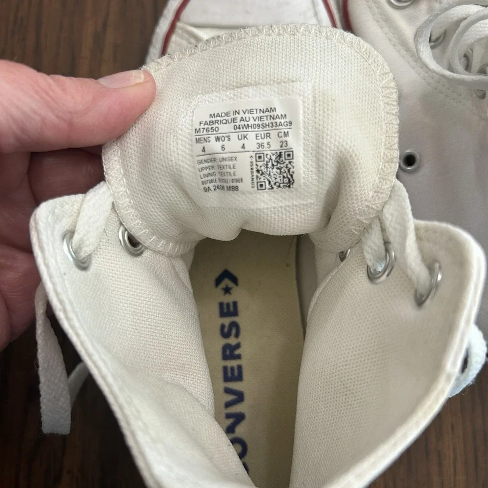 Converse Chuck Taylor All Star High Top White Canvas Sneakers Women's 6 - Picture 4 of 11